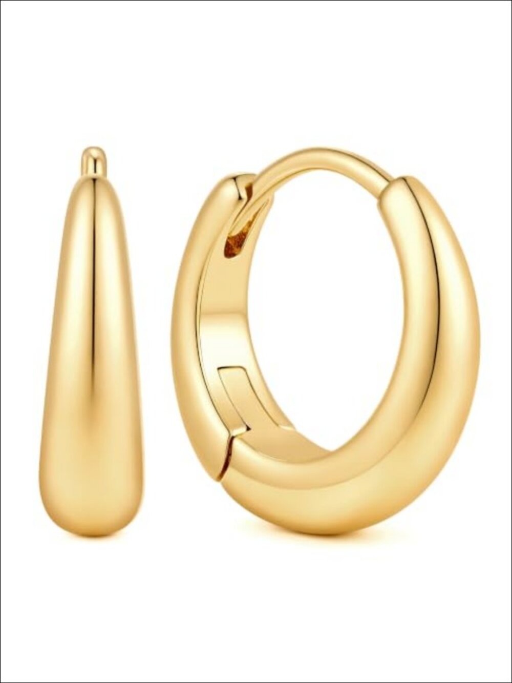 14K Gold Plated Hoop Earrings Women Chunky Teardrop Lightweight